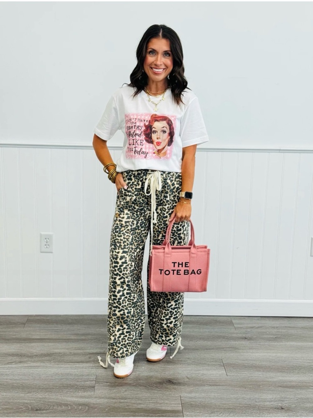 🍒BOGO50%🍒🆕🤎BIBI: BROWN LEOPARD Double Cream Stripped Joggers MEDIUM (8-10)